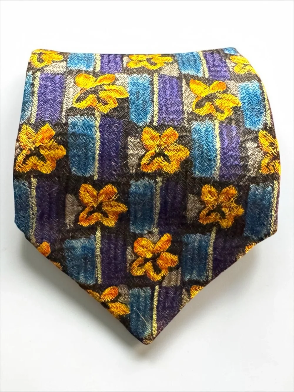 Ermenegildo Zegna Floral Silk Tie Blue Yellow